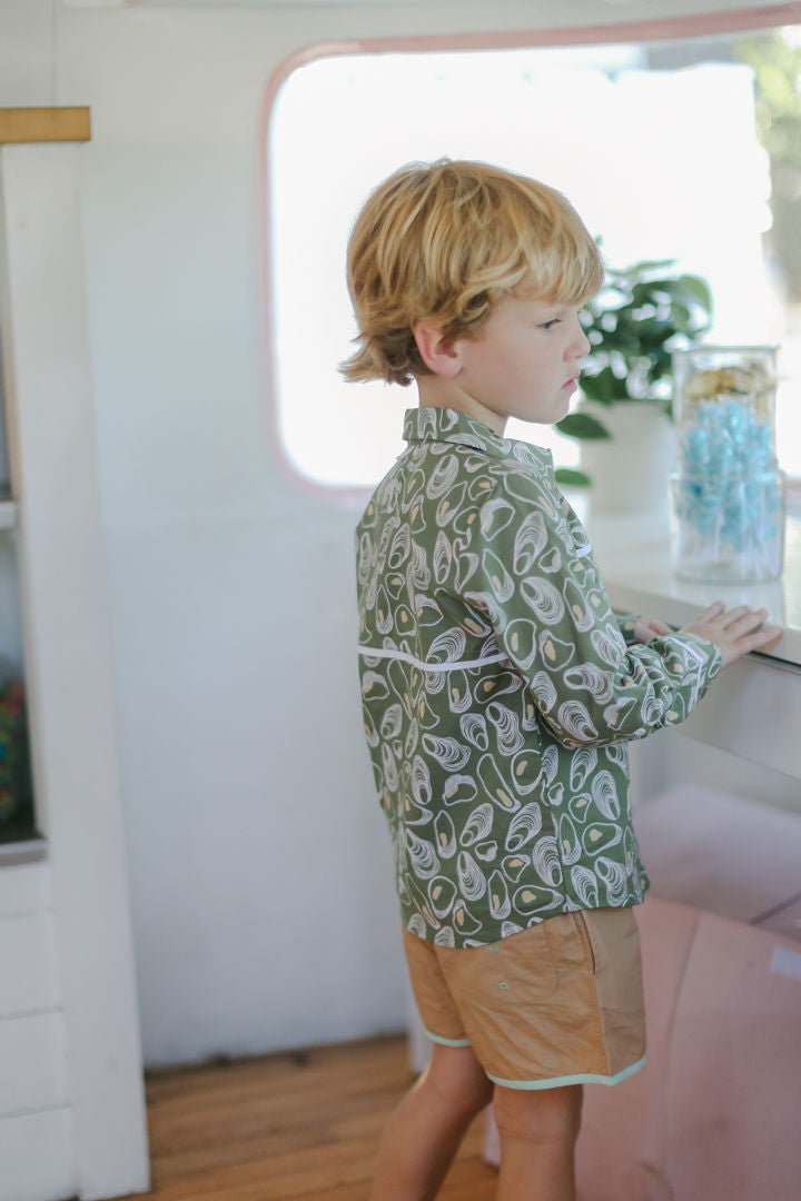 The Sea Shirt - Long Sleeve - Oyster - Marsh Green