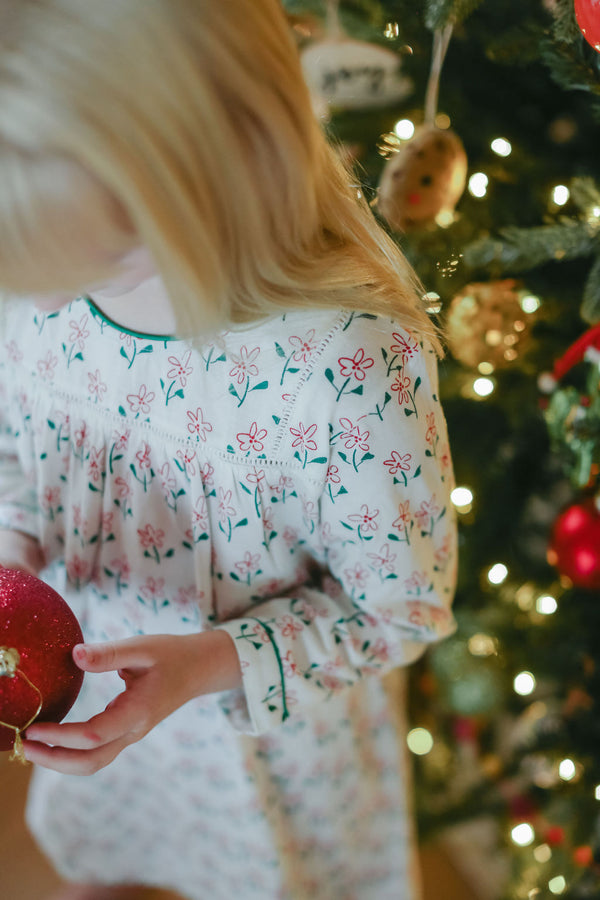 Kid's Nightgown - Winter Flower White