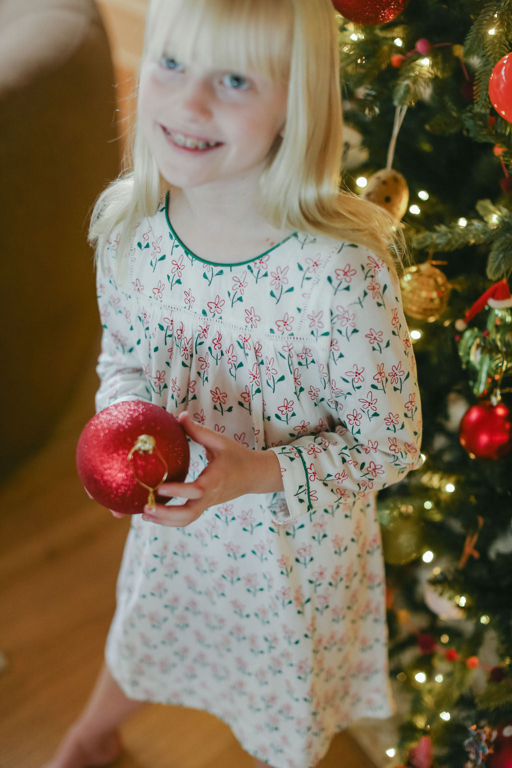 Kid's Nightgown - Winter Flower White