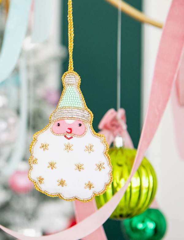 Cotton Candy Santa Ornament