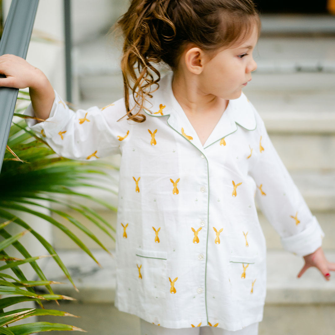 Kid's Pajama Set - Cotton Tail with Grass Piping – Dear Georgie